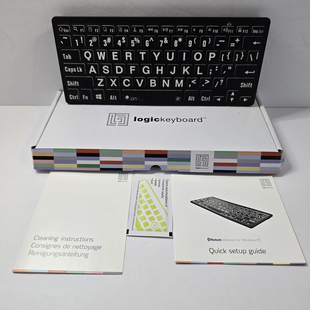 Logickeyboard BKB3001 Bluetooth Large Print Mini Keyboard Wireless Tested Boxed